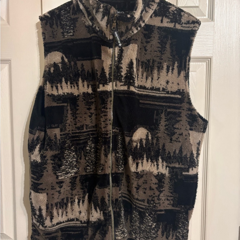 Vintage Black and Brown outdoor Patterned Sweater Vest size L